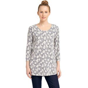 2/$30 Lucky Brand Floral Paisley Print Long Sleeve Tunic Top Gray XL #BAG1